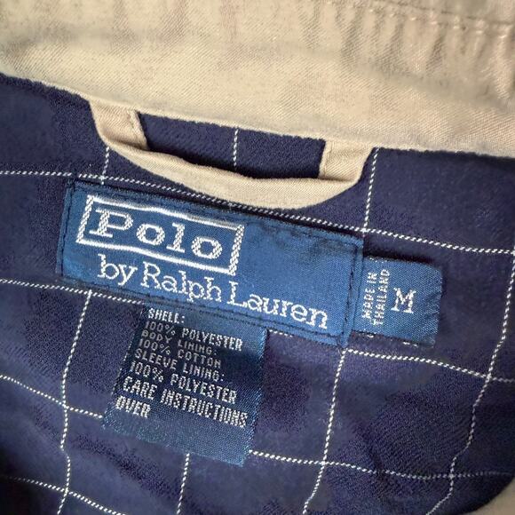 Polo Ralph Lauren Jacket Mens M Beige Bi Swing Windbreaker Zip Bomber Chin Strap - Picture 3 of 8